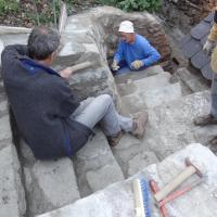 Brossage des joints de l escalier